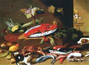 Jan Van Kessel, Chien et chat devant un homard
